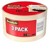 Scotch Masking Tape, 3 Rolls, 0.70 in x 54.6 yd, Great For Everyday Use, Strong Adhesive, Tan Masking Tape (3436-3)