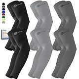 BHYTAKI 6 Pairs Arm Sleeves, Compression Arm Sleeves for Men Women,UPF50 UV Sun Protection Cooling Sleeves for Work Sport Tattoo Cover Up