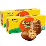 Reese Creme Eggs Easter Candy 2 Pack - Milk Chocolate Peanut Butter Eggs Individually Wrapped Easter Candy For Parties, Egg Hunt, Snacks & Treats - 8 Large 1.2oz Eggs
