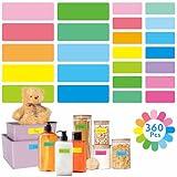 360 PCS Removable Labels, 14 Colors Self-Adhesive Rectangular Stickers Water/Oil/Tear Resistant with Perforation Line for Food Containers Kitchen Restaurant Storage Organization (8 Sheets, 2 Sizes)