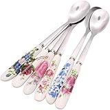 Aiptosy Cool Cook 6 Pack Stainless Steel Coffee Spoon Ceramic Handle Teaspoon Sugar Ice Cream Desert Spoon Stirring Soup tableware