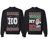 Wild Bobby Where My Ho's At? His/Her Couples/Best Friends Sweatshirt Ugly Christmas Matching Couples Crewneck Sweater, Black, Mens L-Womens M