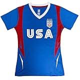 Icon Sports Official Licensed U.S. Soccer 4 Star USWNT Players Girls's Gameday Shirts Football Tee Top | Royal, Youth Large
