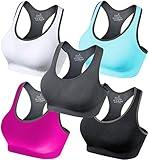 GXXGE Padded Racerback Sports Bras for Women High Impact Workout Yoga Gym Activewear Fitness Bra Black Grey White Blue Pink XXX-Large