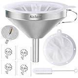 vorpower KALAVE Premium Stainless Steel Funnel, 5 Inch Food Grade Kitchen Funnels with 200 Mesh Food Filter Strainer, Metal Funnel for Filling Bottles, Food Funnel for Oils, Juice, Wine, Coffee, Milk