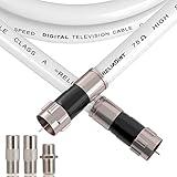 RELIAGINT 25ft, RG6 White Coaxial Cable with F Pin Connector, F81 Double Female Extension Adapter, Low Loss High Speed Coax Cable Cord Extender for HD TV, Dish,Satellite, Antenna, TV Cable 25'