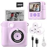 ESOXOFFORE Instant Print Camera for Kids, Christmas Birthday Gifts for Girls Boys, HD Digital Video Cameras for Toddler, Portable Toy for 4 5 6 7 8 9 10 Year Old Girl with 32GB SD Card-Purple