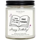 Cedar Crate Market Funny Adult Birthday Candle | I Hope This Year is A Real Page Turner Happy Birthday | Buttercream Vanilla Cake Scented Soy Wax 9oz | Hilarious Gag Gift for Men, Women, Friends