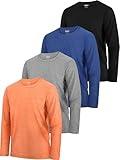 HXP 4 Pack Boys Long Sleeve Shirts Dry Fit Athletic T Shirts Boys' Activewear Quick-Dry Clothes Tees for Youth Teens