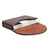 Ocadux Cofee Leather Business Card Holder Case for Men or Women Pocket Business Card Wallet Name Card Case Holder with Magnetic Shut, Holds 25 Business Cards, Coffee