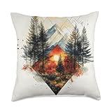 Seasonal Transition Geometric Abstract Throw Pillow