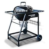 SnS Grills MasterKettle Charcoal Grill and Smoker with Patented Slow ‘N Sear Deluxe Insert, EasySpin Grate for Two-Zone Cooking and Integrated Table, Low ‘N Slow Smoking and BBQing - Black 22-Inch