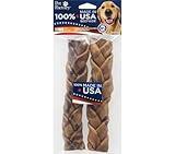 Pet Factory 100% Made in USA Beefhide 7" Braided Sticks Dog Chew Treats - Peanut Butter Flavor, 2 Count/1 Pack