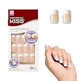 Kiss Everlasting French Nail Manicure, Chip-Free with Flexi-Fit Technology, Medium, "Infinite", Nail Kit with Pink Nail Glue (Net Wt. 2 g / 0.07oz.), Mini File, Manicure Stick, and 28 Fake Nails