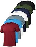 HOPLYNN 7 Pack Men's Dry Fit Workout Gym T Shirts, Short Sleeve Active Running Athletic Tee Tops 1 Black 1 White 1 Blue 1 Gray 1 Sky Blue 1 Wine 1 Army Green Small