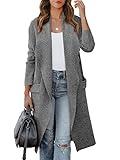 ANRABESS Women's Long Cardigan Sweater 2024 Fall Fashion Casual Oversized Knit Open Front Coatigan Jacket Coat Trendy Outfits Gray Small