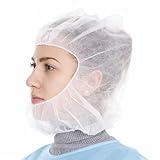 100 PCS Disposable Hood Caps Full Face Hair Net Beard Cover (100)