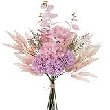 KIRIFLY Artificial Fake Flowers Plants Silk Flower Arrangements Wedding Bouquets Decorations Plastic Floral Table Centerpieces for Home Kitchen Garden Party Décor (Pink Purple)