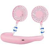Portable Neck Fan 2500 mAh Rechargeable USB Hands-Free Mini Face Cooling Personal Double Headed Rotatable Small Fan for Working Office Reading Traveling Outdoor Sport