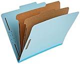 Amazon Basics Classification Folder, 100% Recycled, 2 Dividers, 2" Embedded, 12.17 x 10.39 Inch (Letter), Light Blue, 10 Count per Box