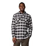 Columbia Men's Bearmouth Springs Roll Up Long Sleeve Flannel Shirt, Columbia Grey Buffalo Check, Large