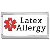 NewCharms Latex Allergy Medical Alert Italian Charm on White Superlink Bracelet Jewelry Link