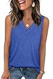 WIHOLL Womens Tank Tops Casual Loose Fit Spring Break Essentials Summer V Neck Outfits Sleeveless T Shirts Trendy Plain Cute Basic Business Dressy Clothes Fashion 2025