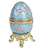 YU FENG Faberge Egg Trinket Box Hinged Jewelry Box Ring Holder Collectible Figurine Crystals