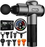 TOLOCO Massage Gun, Deep Tissue Back Massager for Athletes with 10 Massage Heads, Electric Muscle Percussion Massager for Any Pain Relief, FSA and HSA Eligible, Grey