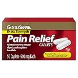 GoodSense Extra Strength Pain Relief, Acetaminophen Caplets, 500 mg, 50 Count