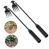 Weed Puller Tool Garden Weed Pulling Tool, Portable Garden Weeder Tool Uprooting Weeding Tool, 4 Teeth Manganese Steel Forged Hand Weeder for Vegetable Gardening Backyard Farm Planting & Weeding