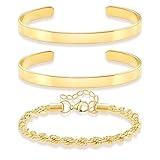 Gokeey Gold Bracelets for Women Dainty 14K Gold Plated Bangle Cuff Bracelet Stackable Bracelets Set, Layered Rope Link Chain Bracalets Trendy Jewelry Arm Cuff Gifts