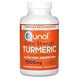 Qunol Turmeric Curcumin Supplement, Turmeric 1000mg With Ultra High Absorption, Joint Support Supplement, Extra Strength Turmeric Capsules, 2 Month Supply, 120 Count (Pack of 1)