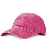 Unisex Vintage Washed Baseball Cap | Low Profile Soft Top Unstructured Cotton Baseball Cap | Adjustable Size Buckle for Women Men - Pink