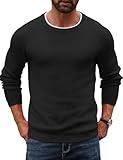 URRU Black Sweater for Mens Basic Lightweight Long Sleeve Business Plain Pullover Top Fall Winter Man Soft Textured Trendy Sweater Black XXL