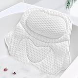 Bath Pillow Bathtub Pillow, Luxury Bath Pillows for Tub Neck and Back Support, Tub Pillow for Bathtub Headrest with Laundry Bag, Bath Accessories for Women Relaxing Spa Gifts, White Bath Tub Pillow