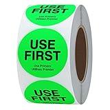 Hybsk USE First Stickers Food Service FIFO Label for Restaurant Inventory Management 1.5 Inch Total 500 Labels Per Roll (Fluorescence Green)