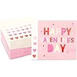 Sparkle and Bash 100 Pack Heart & Pink Valentine's Day Paper Napkins, 5x5 Inch Folded, Decorative Cocktail Party Supplies for Home, School, Office Events