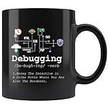 Panvola Debugging Definition Mug Funny Gift Computer Programmer Programming Coding Code IT Tech Support Coffee Ceramic Cup (11 oz, Black)