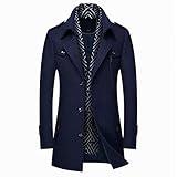 INVACHI Men's Wool Blend Coat Warm Winter Trench Coat with Detachable Soft Scarf Single Breasted Overcoat