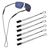 Amrules 6Pcs Adjustable Glasses Straps Silicone Sport Sunglasses Holder Retainer Cord Around Neck Eyewear Accessories for Men, Women, Black