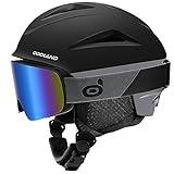 Odoland Ski Helmet with Ski Goggles, Multi-Options Snowboard Helmet and Goggles Set for Men Women and Youth, Black & Grey, S