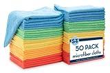 S&T INC. 50 Pack Microfiber Cleaning Cloth, Bulk Microfiber Towel for Home, Reusable Microfiber Towels for Cars, Assorted, 11.5 in. x 11.5 in., 50 Count