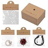 Bracelet Cards For Selling Jewelry 100 Pcs Brown Jewelry Package Bags With Kraft Hanging Cards For Small Business Clear Bracelet Packaging Supplies Key Chains Earrings Necklaces