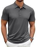 COOFANDY Men's Polo Shirt Golf Dry Fit Performance Short Sleeve Moisture Wicking Athletic Polo Collared Tennis T-Shirt Dark Gray