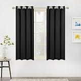 MYSKY HOME Black Out Curtains 63 Inch Long Thermal Insulated Room Darkening Short Drapes with Grommet for Dining Room Privacy Protection, Set of 2, 52" x 63" Black