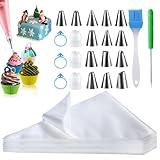 firstake Piping Bags and Tips Set - 100pcs Disposable Piping Bags, 12 Inch Icing Bags, Thickened Pastry Bags, Anti Burst Frosting Bags, Non-slip Cake Decorating Bags for Baking Cupcake and Cookies