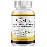 Vegan Multivitamins & Minerals for Women and Men with High Strength Vitamin B12, D3 & K2. 180 Multivitamin Tablets - 6 Months Supply. Vitamins for Vegans & Vegetarians