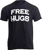 Ann Arbor T-shirt Co. Free HUGS | Cute, Funny Optimist Humanist Silly Hugging Men Women T-Shirt-(Adult, L) Black