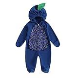 VISGOGO Newborn Baby Halloween Costumes for Girls Boys Long Sleeve Hooded Zipper Jumpsuit Romper Clothes (Blue, 12-18 Months)